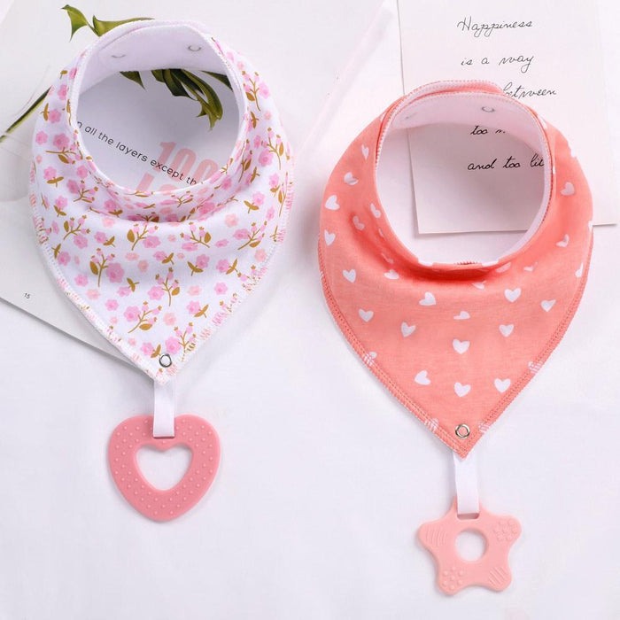 100% Organic Cotton Unisex Baby Bandana Drool Bibs with Teething Toy – 25 Designs