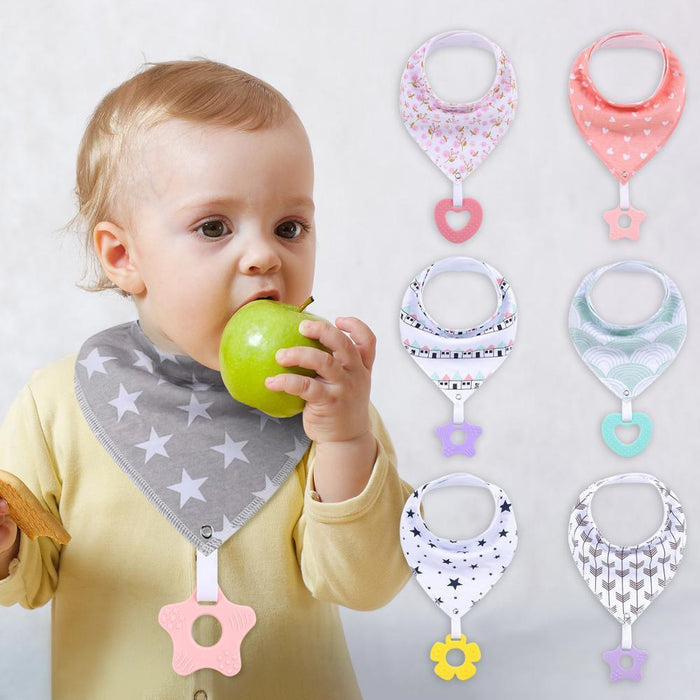100% Organic Cotton Unisex Baby Bandana Drool Bibs with Teething Toy – 25 Designs