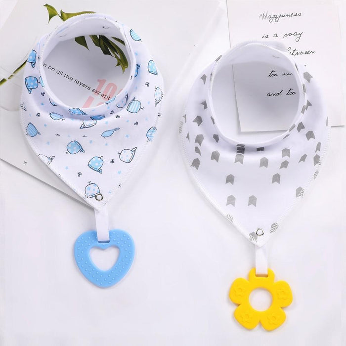 100% Organic Cotton Unisex Baby Bandana Drool Bibs with Teething Toy – 25 Designs