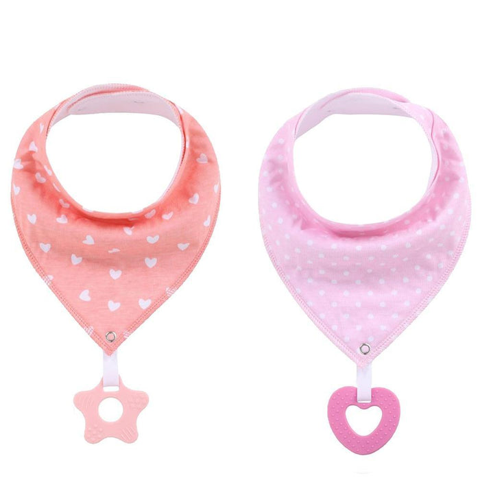 100% Organic Cotton Unisex Baby Bandana Drool Bibs with Teething Toy – 25 Designs