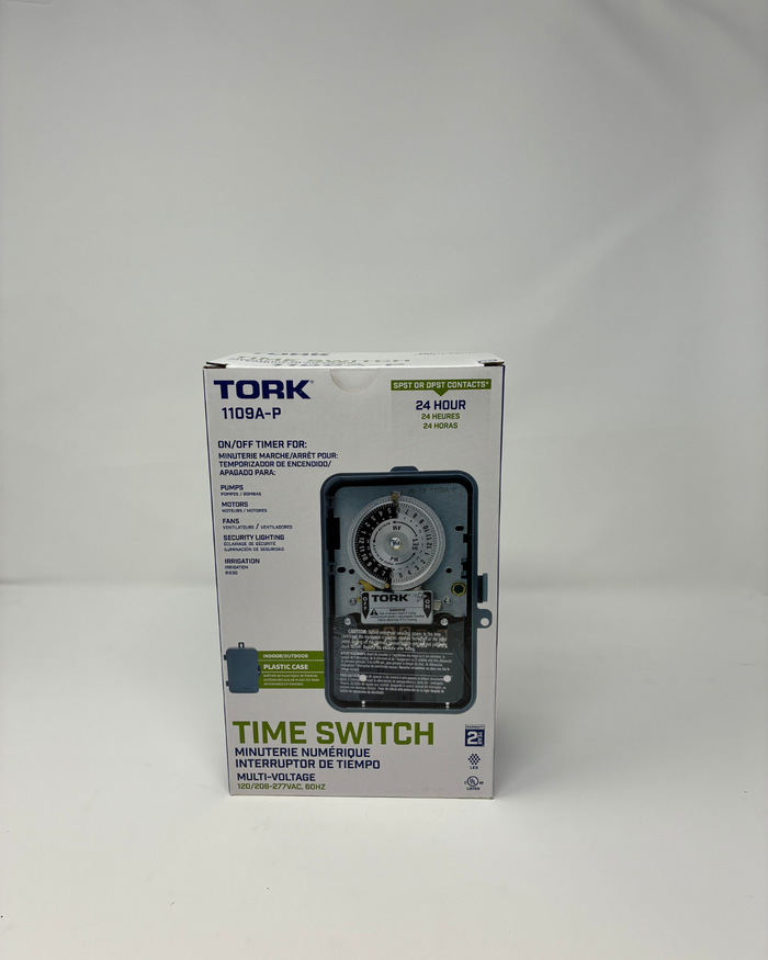 120-277V DPST 40A 24HR Time Switch Plastic Gray Case Enclosure - 1109A-P