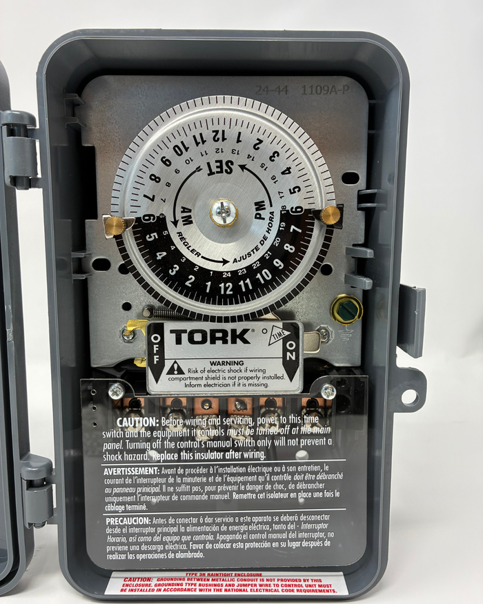 120-277V DPST 40A 24HR Time Switch Plastic Gray Case Enclosure - 1109A-P