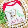 1593 - SWIRLY ZOO MONKEY GIRAFFE CROC - SKETCH CHILD SHIRT