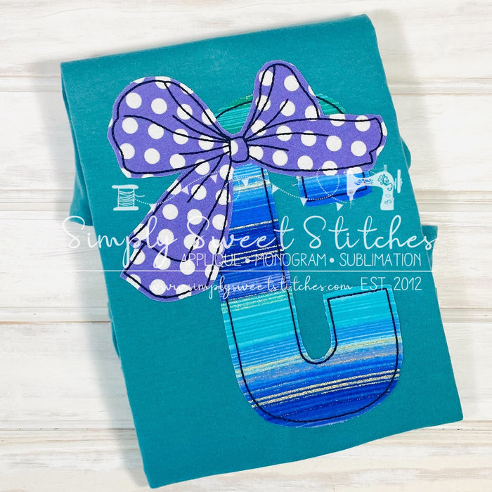 1918 - APPLIQUE LETTER WITH BOW - APPLIQUE CHILD SHIRT