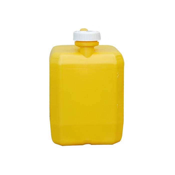 2 1/2 gal Yellow Jerry Jug with 63mm White CRC Cap - square crop