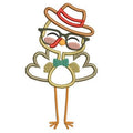 2169 - LONG LEG TURKEY WITH GLASSES - APPLIQUE CHILD SHIRT