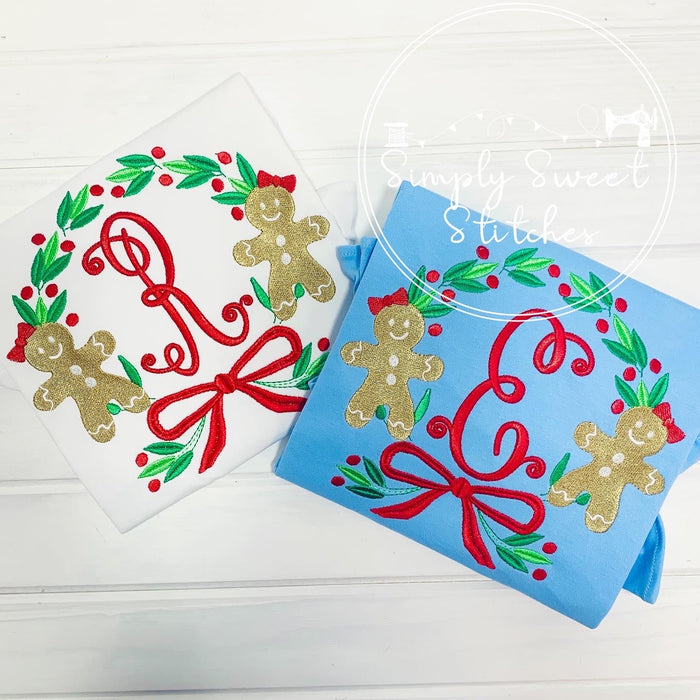 2196 - GINGERBREAD CIRCLE FRAME - EMBROIDERY CHILD SHIRT
