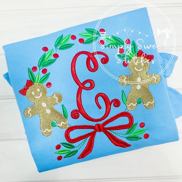 2196 - GINGERBREAD CIRCLE FRAME - EMBROIDERY CHILD SHIRT