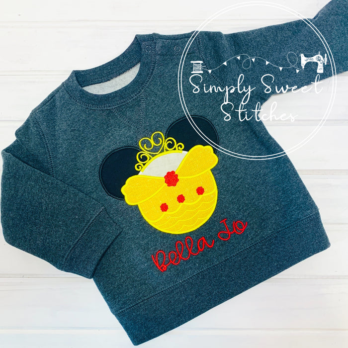 2216 - BELLE MOUSE EARS - APPLIQUE CHILD SHIRT