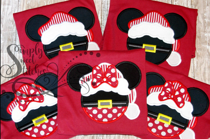 2220 - MR MOUSE SANTA EARS - APPLIQUE CHILD SHIRT