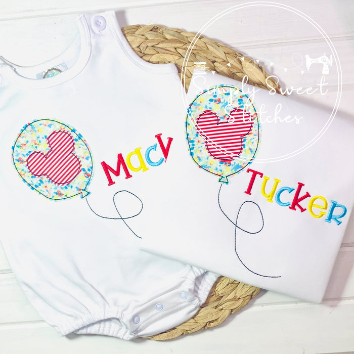 2279 - MOUSE BALLOON - APPLIQUE CHILD SHIRT
