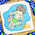 2297 - POOL INTERTUBE BOY - APPLIQUE CHILD SHIRT