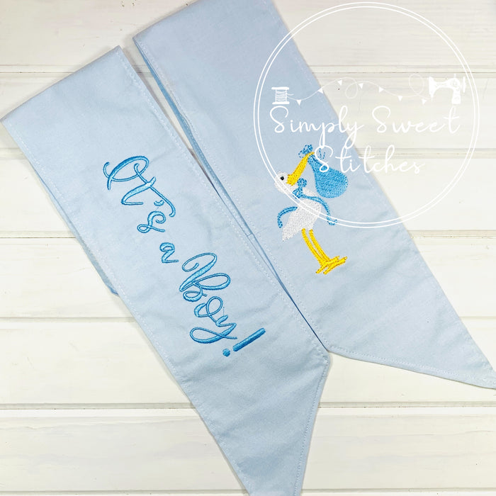 2299 - IT'S A BOY STORK - WREATH SASH