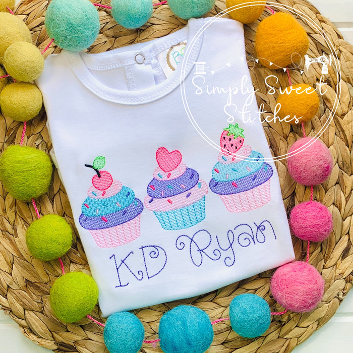 2314 - CUPCAKE TRIO - SKETCH CHILD SHIRT