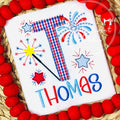 2325 - PATRIOTIC ALPHABET WITH FIREWORKS - APPLIQUE CHILD SHIRT