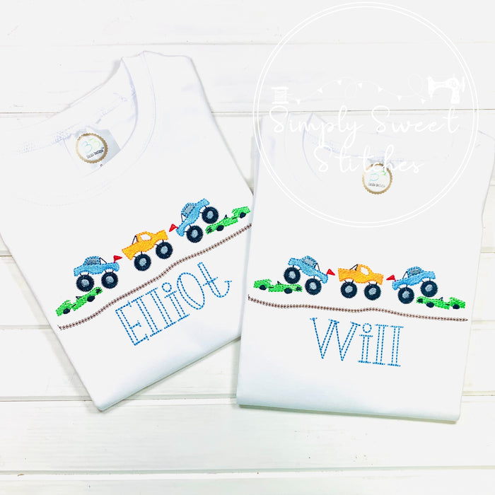 2330 - MONSTER TRUCK TRIO - SKETCH CHILD SHIRT