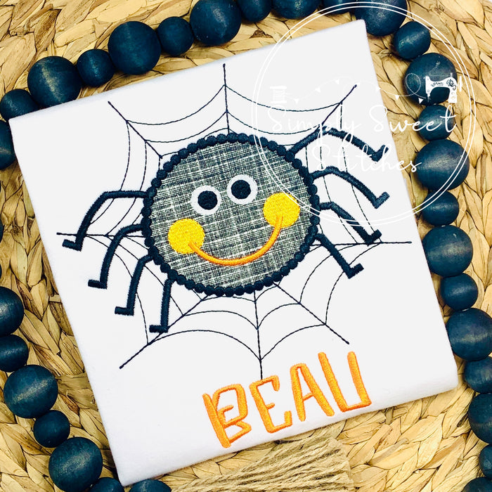 2341 - BOY SPIDER IN WEB - APPLIQUE CHILD SHIRT