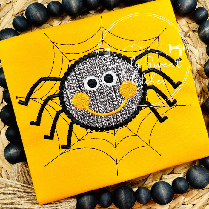 2341 - BOY SPIDER IN WEB - APPLIQUE CHILD SHIRT