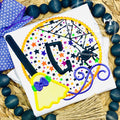 2342 - WITCH'S BROOM CIRCLE WITH INITIAL - APPLIQUE CHILD SHIRT