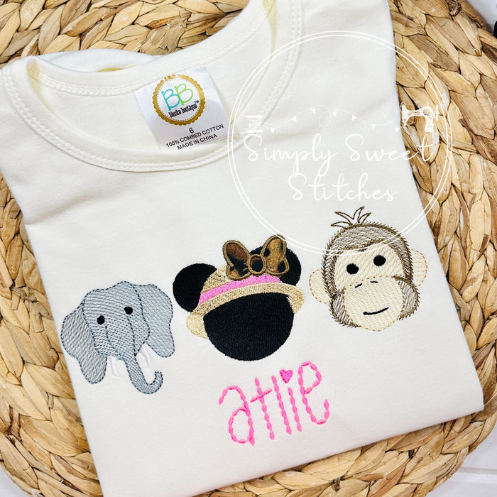 2343 - MISS MOUSE SAFARI TRIO - APPLIQUE CHILD SHIRT