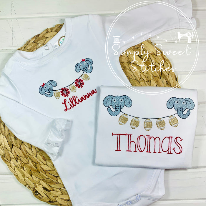 2357 - ELEPHANT BOY BUNTING - APPLIQUE CHILD SHIRT
