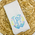 2375 - FLORAL FRAME WITH BOW  - BURP CLOTH