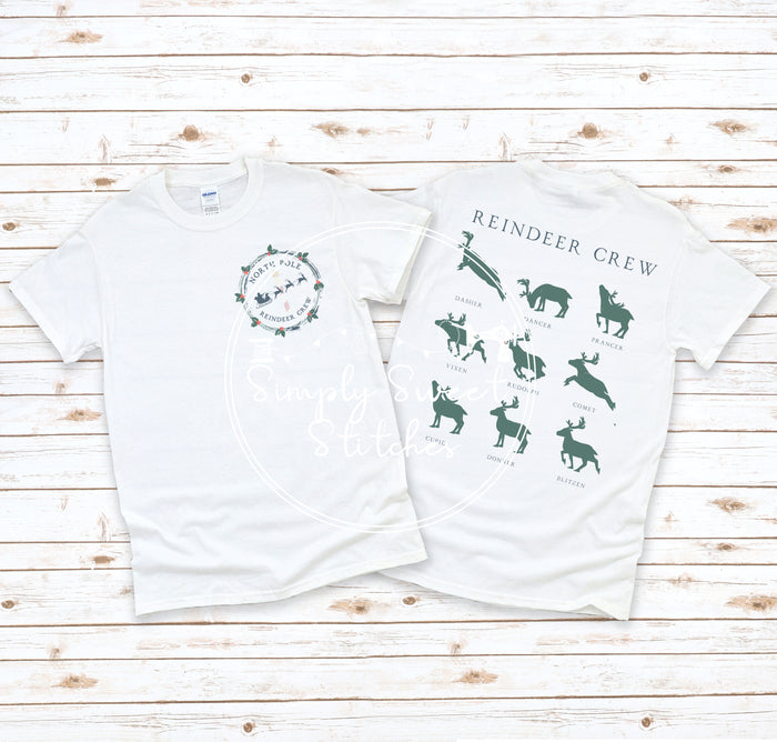 2394 - REINDEER CREW POCKET & BACK - HEAT PRESS CHILD SHIRT