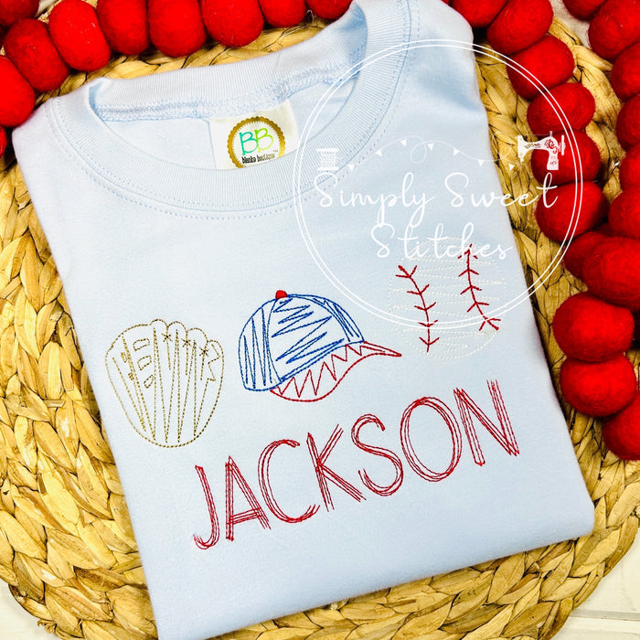 2517 - BASEBALL TRIO - SKETCH CHILD SHIRT