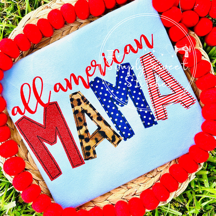 2533 - ALL AMERICAN MAMA - APPLIQUE ADULT SHIRT