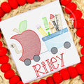 2553 - WORM IN APPLE WITH SCHOOL SUPPLIES - SKETCH CHILD SHIRT