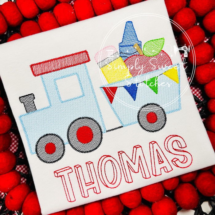2559 - SCHOOL SUPPLIES TRAIN - SKETCH CHILD SHIRT