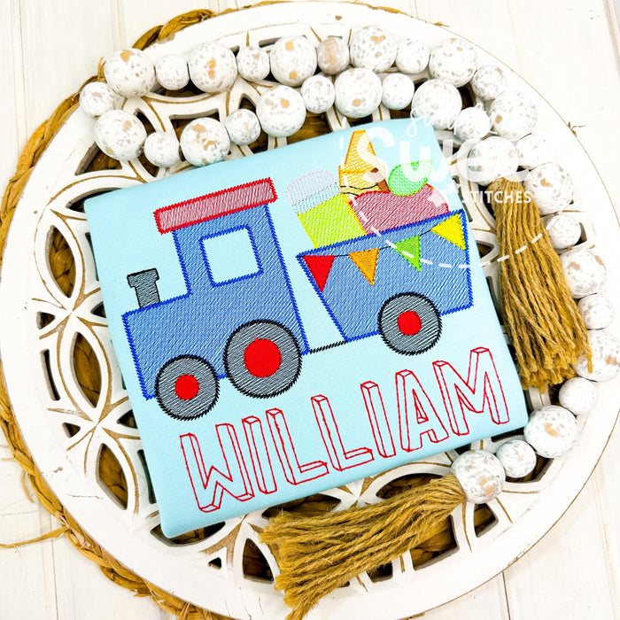 2559 - SCHOOL SUPPLIES TRAIN - SKETCH CHILD SHIRT