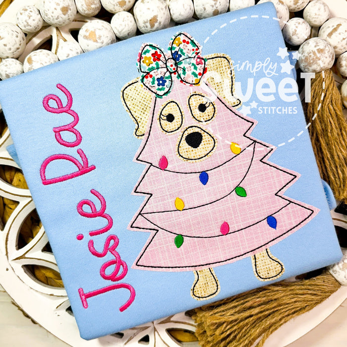 2597 - CHRISTMAS GIRL PUP - APPLIQUE CHILD SHIRT