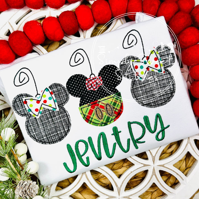 2676 - MOUSE ORNAMENT TRIO - APPLIQUE CHILD SHIRT