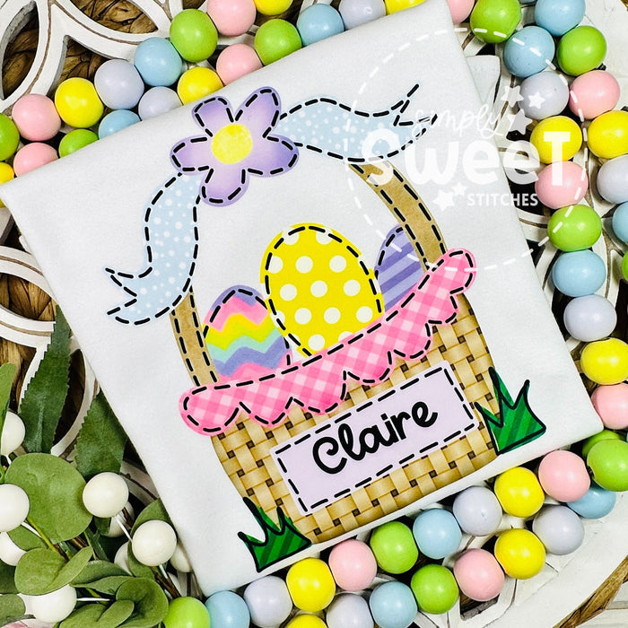 2699 - EASTER BASKET WITH BOW  | HEAT PRESS CHILD SHIRT