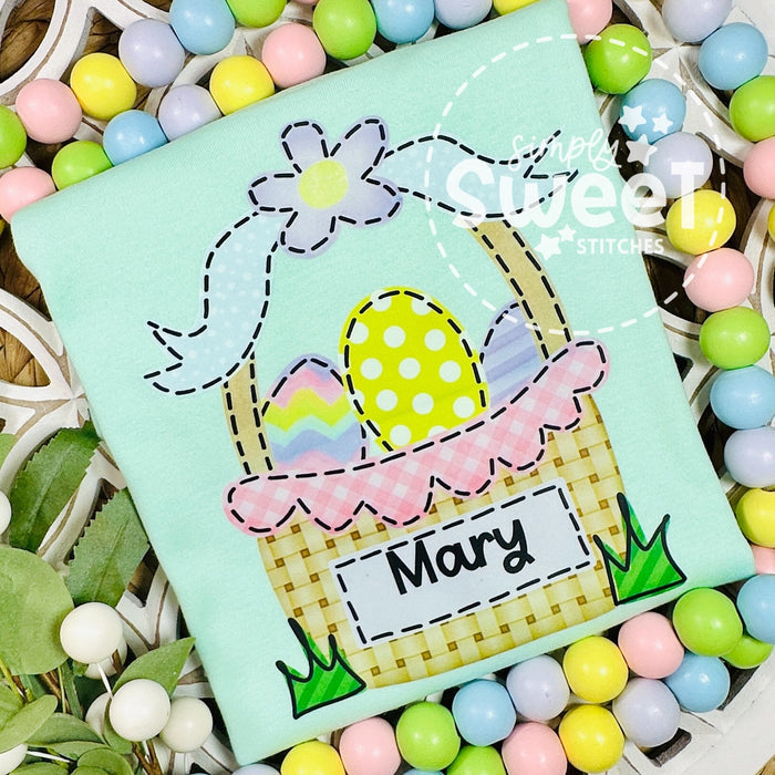 2699 - EASTER BASKET WITH BOW  | HEAT PRESS CHILD SHIRT