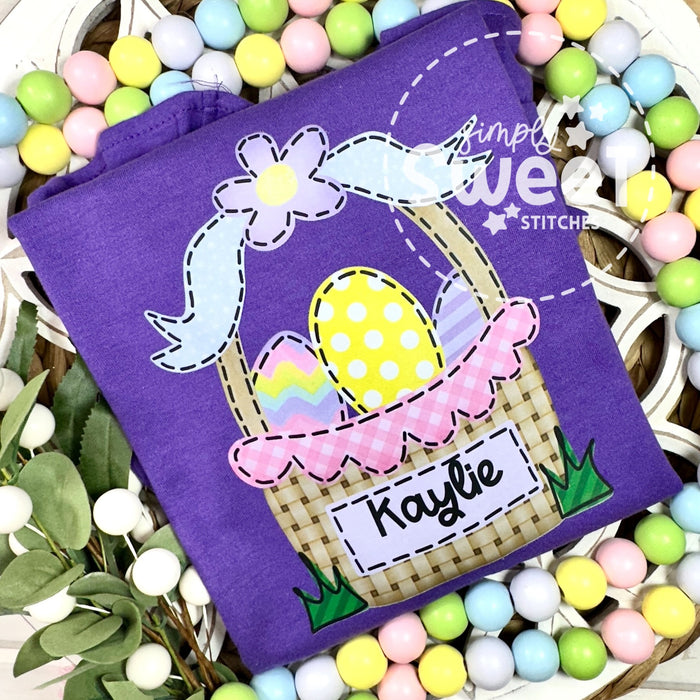 2699 - EASTER BASKET WITH BOW  | HEAT PRESS CHILD SHIRT