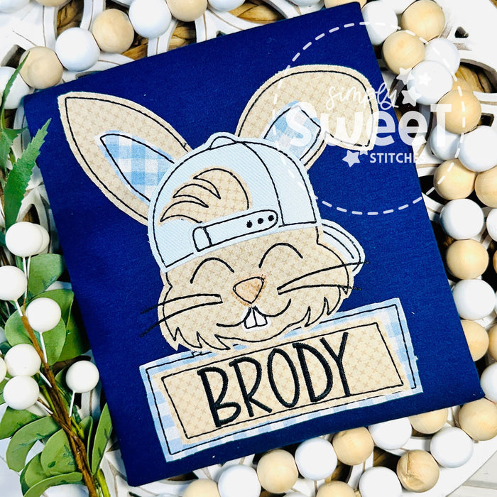 2725 - BOY BUNNY WITH CAP - APPLIQUE CHILD SHIRT