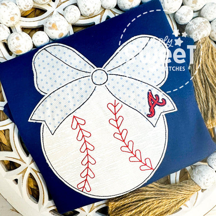 2738 - BASEBALL WITH BOW - APPLIQUE CHILD SHIRT