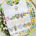 2745 - ZOO ANIMAL BORDERS WITH NAME | SKETCH CHILD SHIRT