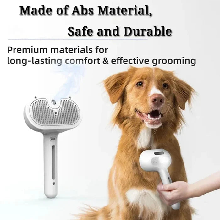 3-in-1 Steam Brush for Dogs and Cats with Automatic Cleaning Button