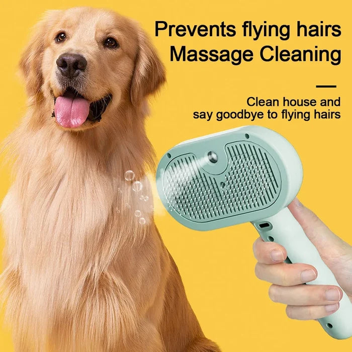 3-in-1 Steam Brush for Dogs and Cats with Automatic Cleaning Button