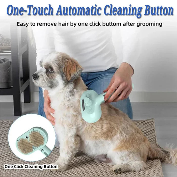 3-in-1 Steam Brush for Dogs and Cats with Automatic Cleaning Button