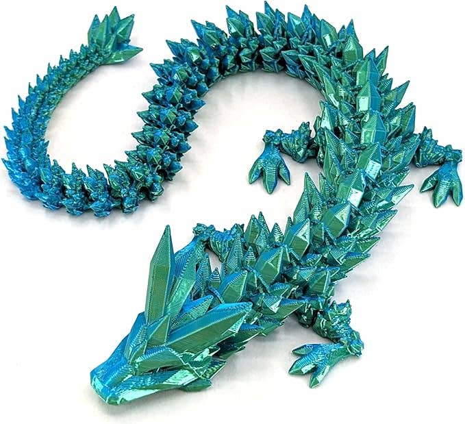 3D Printed Dragon With Egg Fidget Toy: Blue & Green