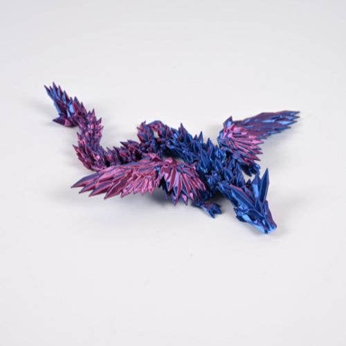 3D Printed Winged Dragon Scale Egg Fidget Toy: Blue & Purple