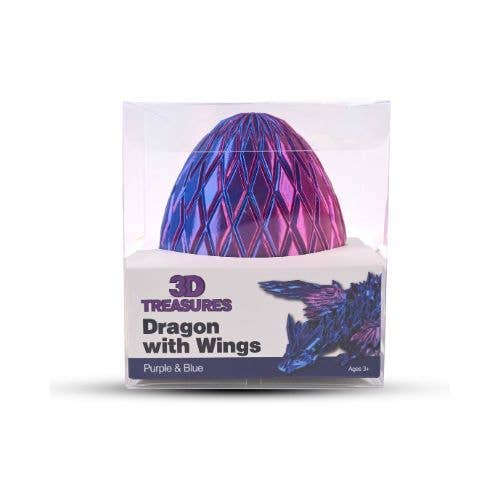 3D Printed Winged Dragon Scale Egg Fidget Toy: Blue & Purple