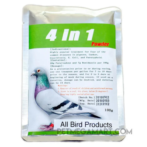 4 in 1 Powder for Birds – Paratyphoid, Canker & Coccidiosis