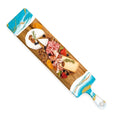 5" x 24" Teal White Gold Baguette Charcuterie Board