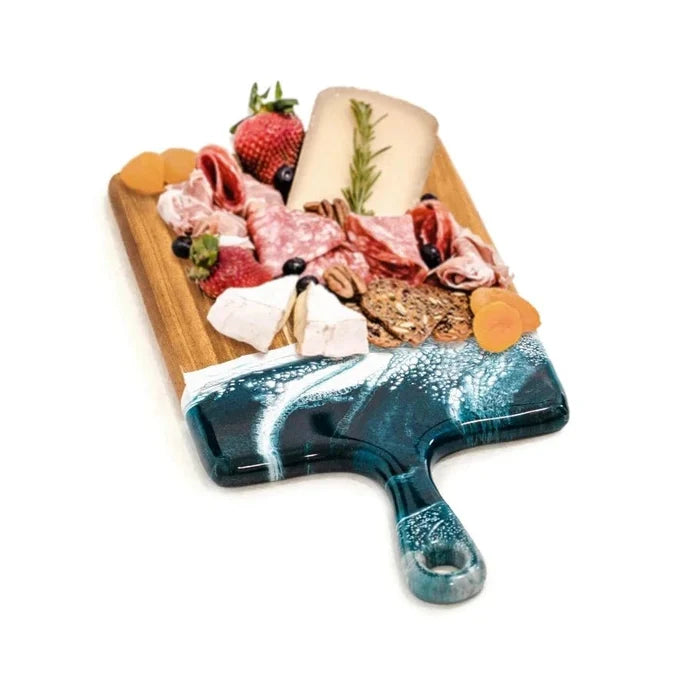 8" x 16" Navy White Metallic Charcuterie Board