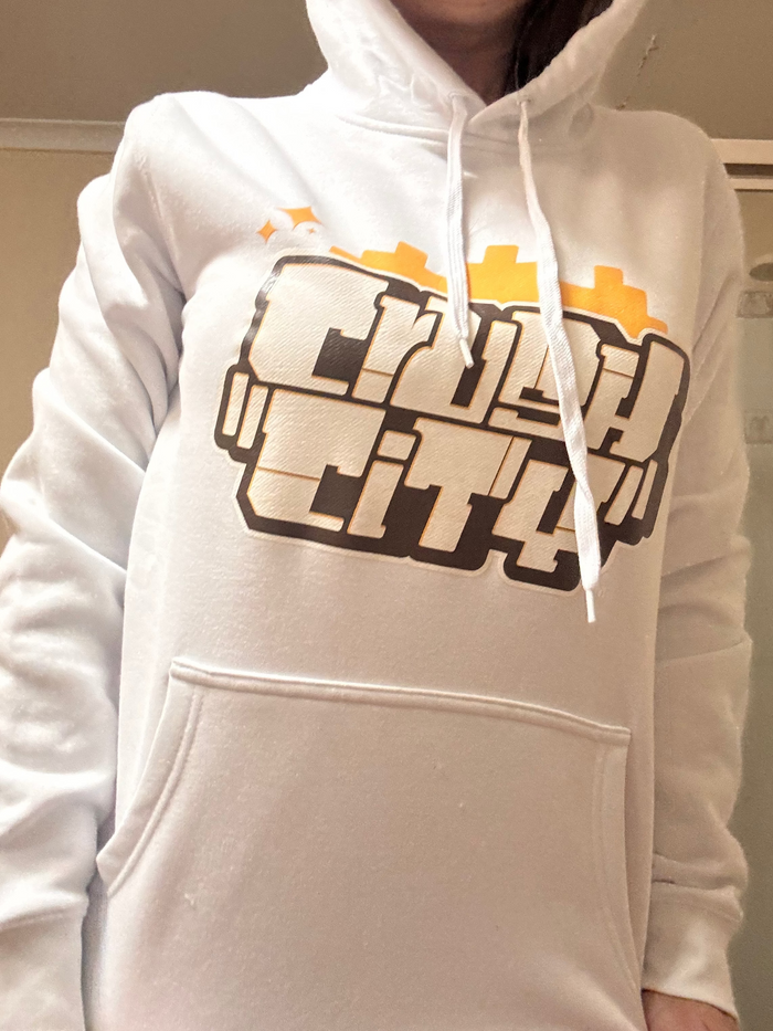 Crush Stacked Stencil Hood - Original Logo - White